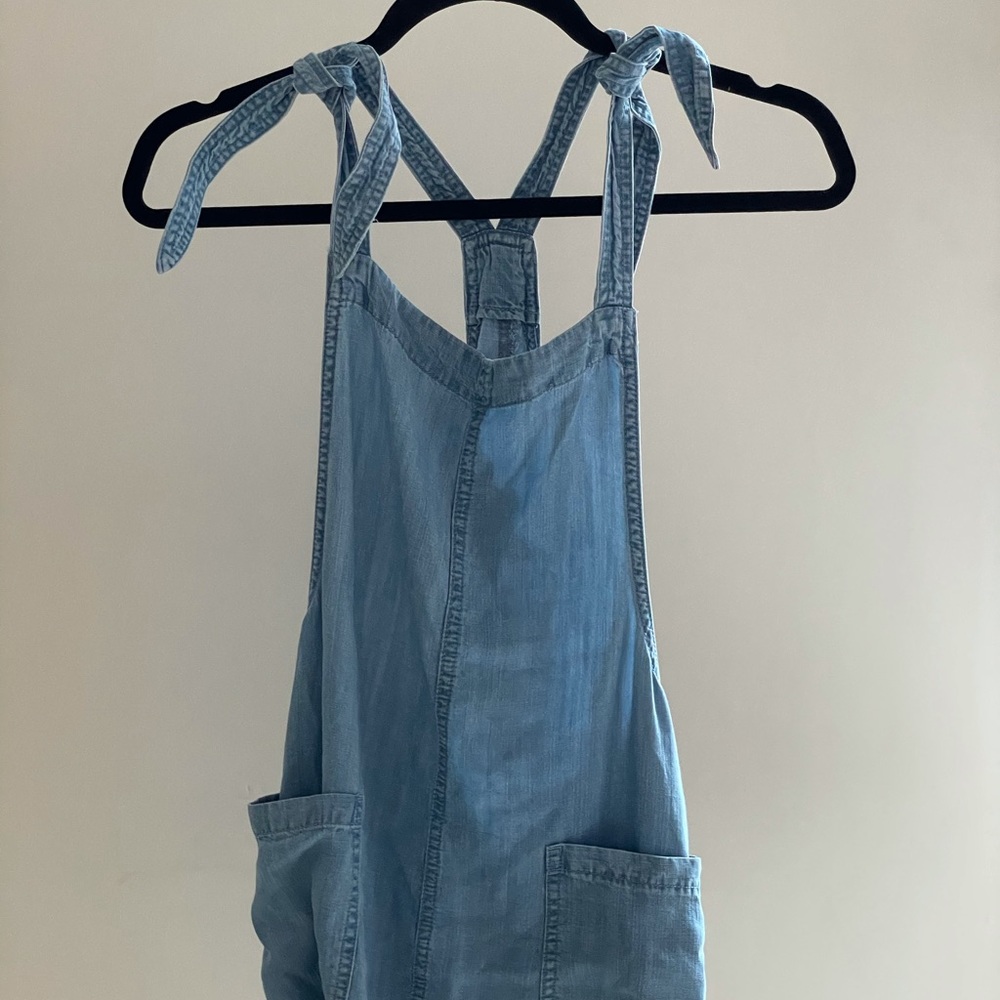 Denim short overalls